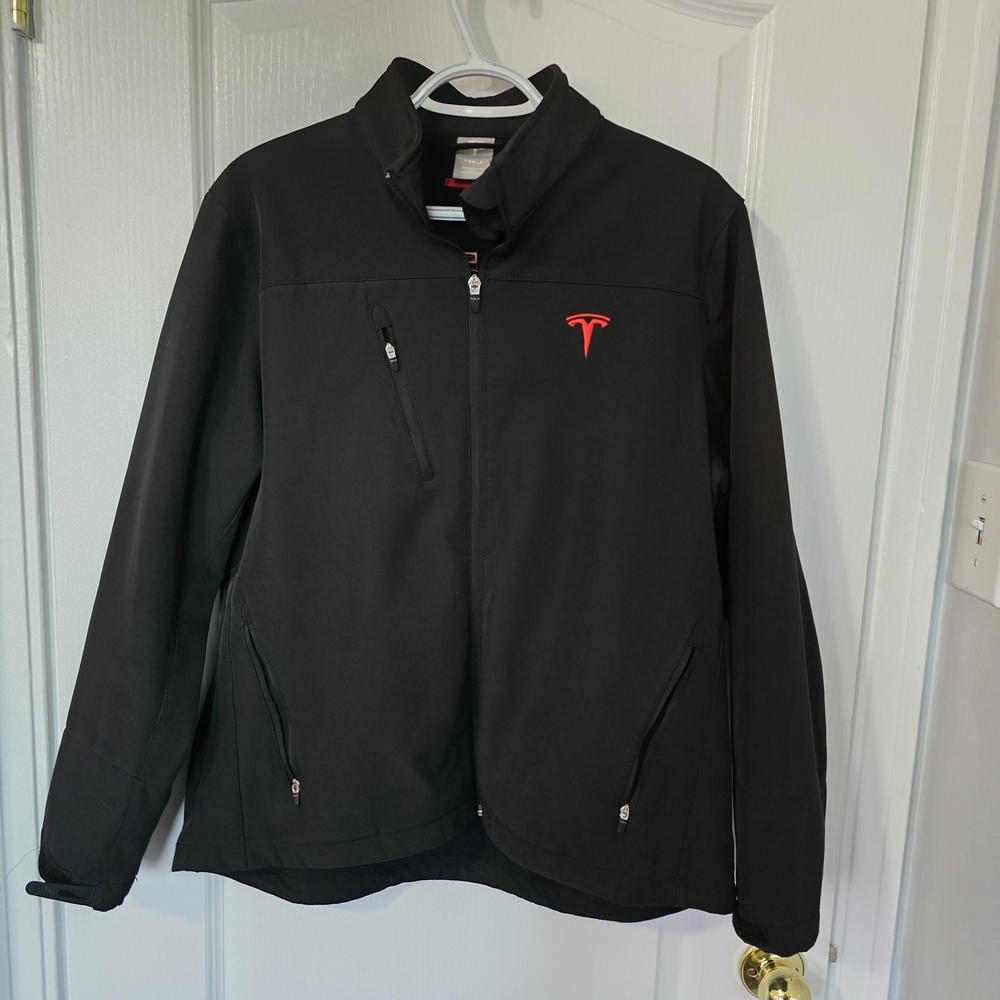 Tesla Men's Black Performance Jacket with Red Logo